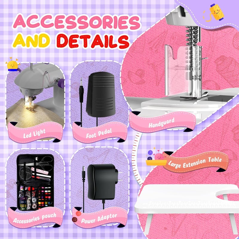 Royalsellpro Mini Sewing Machine with 123 Pcs Sewing Kit for Beginners, Dual Speed Portable Sewing Machine with Light and Finger Guard Suitable for Household, Travel (Purple) - Image 4
